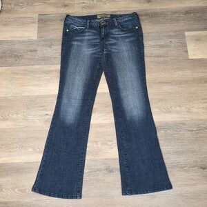 VTG Womens Hint‎ Medium Wash Boot Cut Mid Rise Denim Button Pocket Jeans Size 13